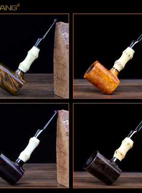 MUXIANG木香石楠木竹节男士实木烟斗老式烟袋锅复古烟锅烟斗烟具