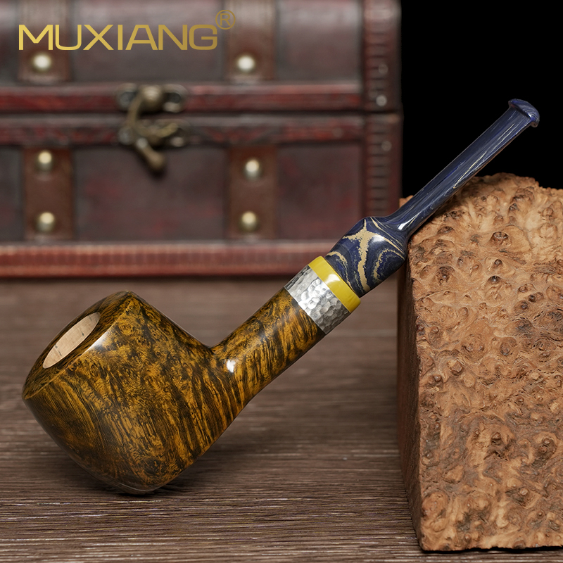 石楠木烟斗男士手工银环实木撞球桌斗传统老式过滤专用烟斗具配件