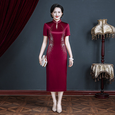旗舰店丈母娘婚礼服高贵喜婆婆婚宴装2024新款高端旗袍醋酸结婚