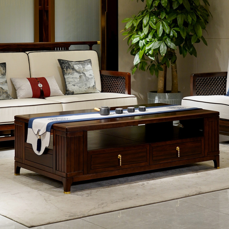 半墨新中式乌金木全实木茶几