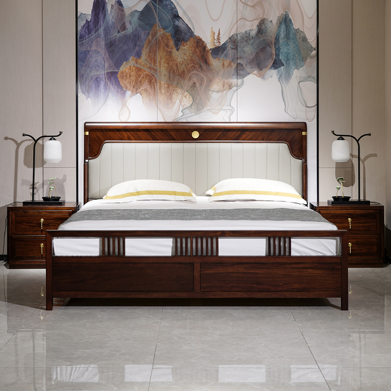 半墨新中式乌金木全实木双人床