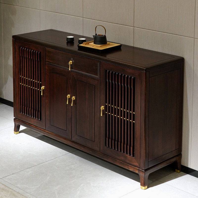 半墨现代新中式乌金木实木餐边柜收纳柜餐厅家用靠墙储物柜置物柜,住宅家具,餐边柜,淘宝优惠券,粉丝福利购,淘宝优惠卷