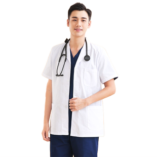短款白大褂男小褂半身短袖医生服大夫工作服口腔门诊牙科长袖上衣