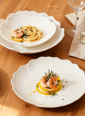 白色陶瓷商用沙拉碗水果盘深菜盘牛排盘鱼盘甜点盘西餐高级感碗盘