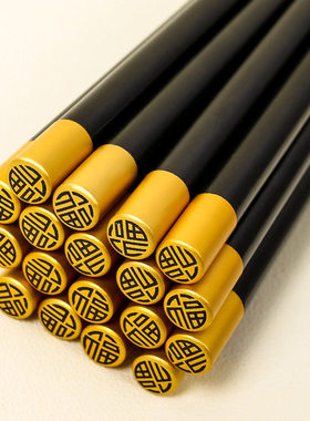 国潮风家用合金筷子批发防滑黑色福字筷餐厅酒店饭店筷子餐具