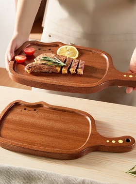 猫咪乌檀木牛排菜板日式砧板切面包案板熟食抗菌菜板西餐盘托盘