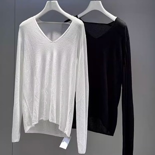 女 针织衫 MQ｜MACQNF30026休闲百搭宽松显瘦V领套头长袖 薄款