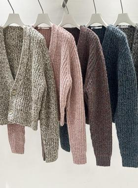 MQ｜MACQNF89233高品质时尚百搭显瘦V领起绒马海长袖开衫外套女