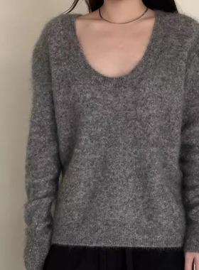 MQ｜MACQNF89210高品质时尚U领显瘦百搭马海绒套头长袖毛衣女