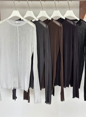 MQ｜MACQNF22309简约时尚百搭宽松休闲强捻棉棉圆领长袖T恤女