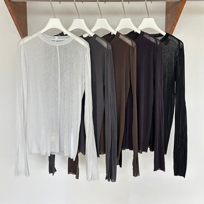 MQ｜MACQNF22309简约时尚百搭宽松休闲强捻棉棉圆领长袖T恤女