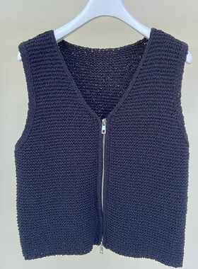 MQ｜MACQNF29518简约穿搭拉链V领马甲针织开衫女外穿无袖坎肩潮