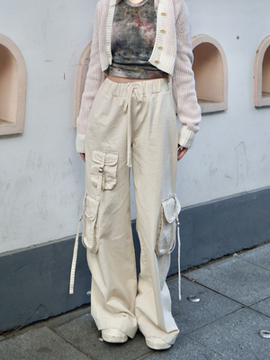 MQ｜MACQNF22052新春高品质时尚休闲工装裤女多口袋宽松拖地裤