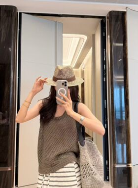 MQ｜MACQNF29666圆领镂空针织背心女小众外穿显瘦无袖上衣