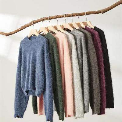 MQ｜MACQNF89092A秋冬爆款时尚显瘦百搭马海绒长袖圆领套头毛衣女