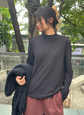 MACQNF新款2022秋时尚显瘦宽松百搭立领长袖T恤女MQ57128