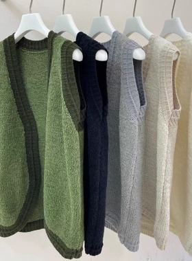 MQ MACQNF89631马甲女秋冬新款韩版宽松时尚V领单排扣背心坎肩