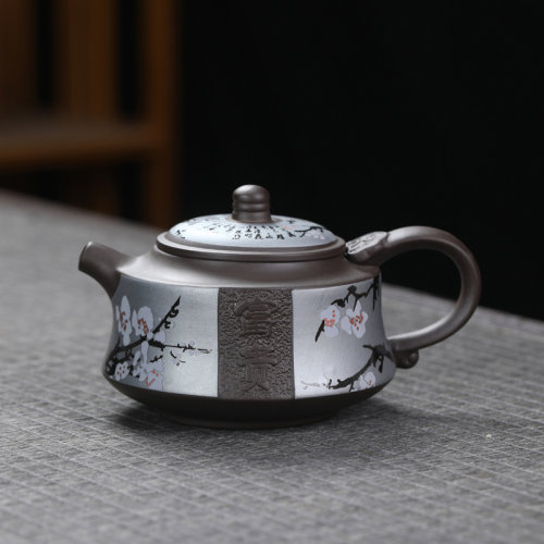 紫砂寒梅茶壶家用泡茶器