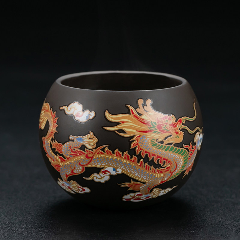 遇热变色龙朱泥杯紫砂功夫茶杯主人杯男士喝茶杯陶瓷品茗杯小茶盏