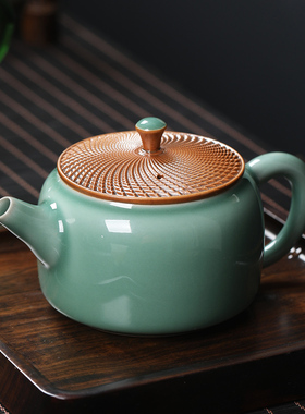 龙泉青瓷汉瓦壶手工作跳叨泡茶壶名家作品功夫茶壶高档礼盒送礼用