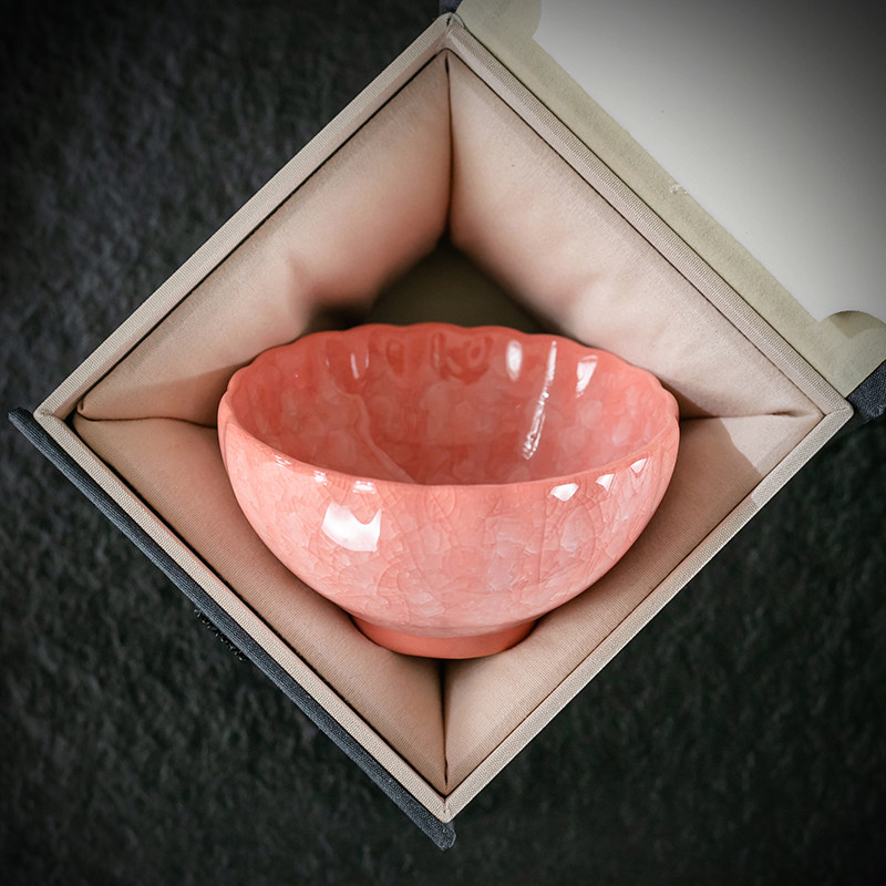 粉晶冰花功夫茶杯冰裂釉个人用杯陶瓷主人杯品茗杯大容量茶盏纯色,餐饮具,茶杯,淘宝优惠券,粉丝福利购,淘宝优惠卷