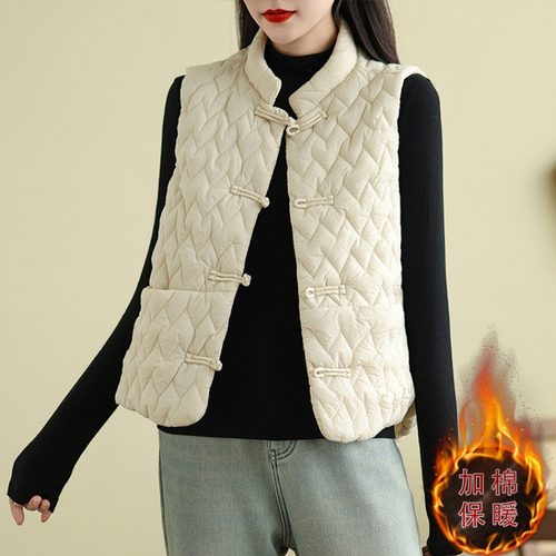 秋冬国风中式马夹外套女保暖马甲