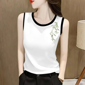 清仓 时尚 撞色纯棉内搭打底衫 反季 女背心宽松外穿无袖 T恤百搭上衣