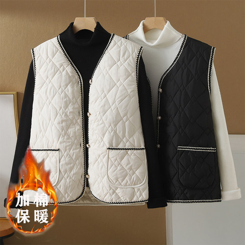 小香风轻薄羽绒棉服马甲上衣外套