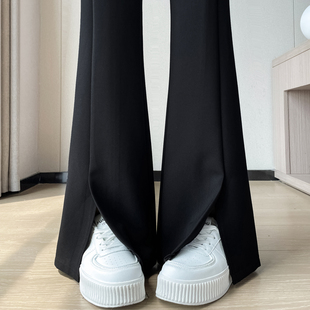 裤 西装 高腰窄版 阔腿裤 女 2026春季 开叉微喇直筒休闲裤 新款