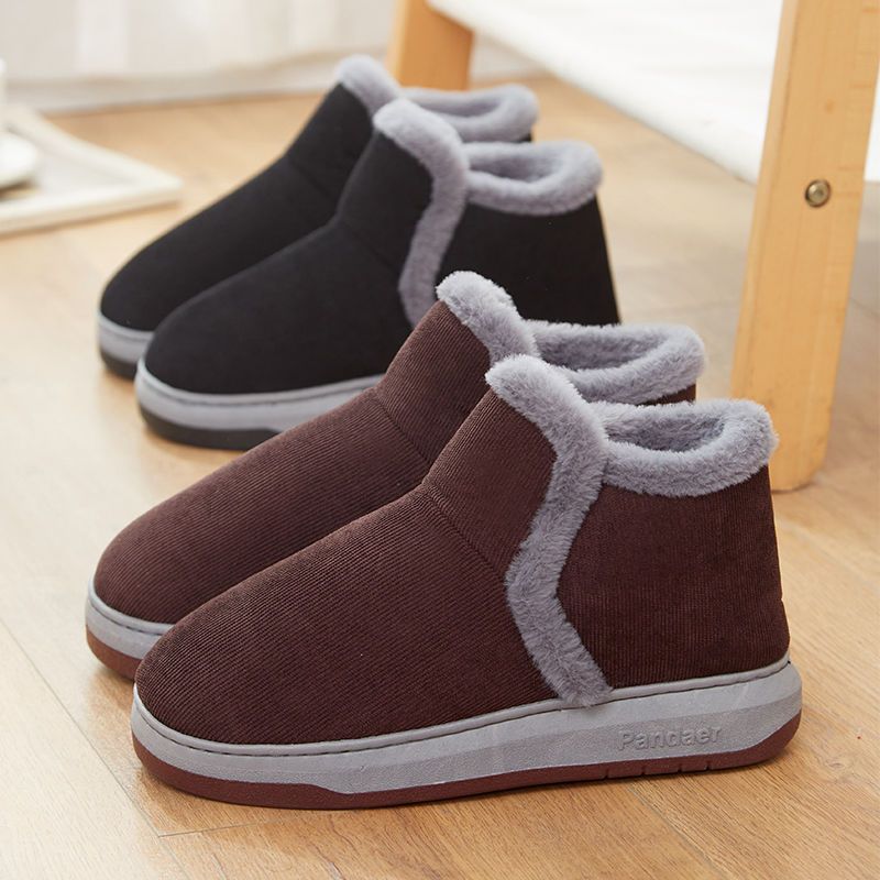 带后跟防滑保暖居家厚底棉鞋加绒