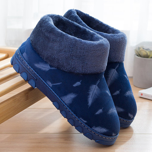 全包跟毛毛防滑老人加绒棉拖鞋