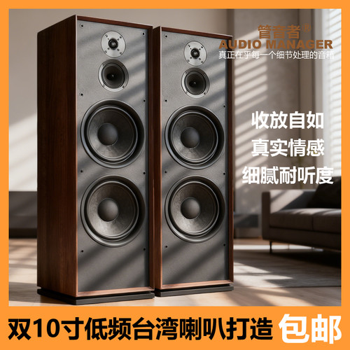 管音者三分频木质双10寸HIFI音箱