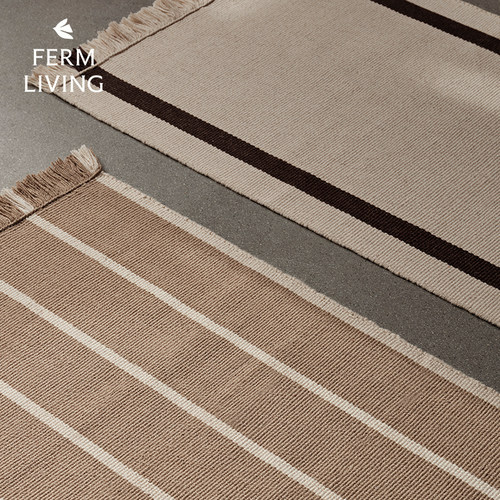 丹麦Ferm Living Calm Kelim条纹地毯艺术卧室床边毯简约沙发毯