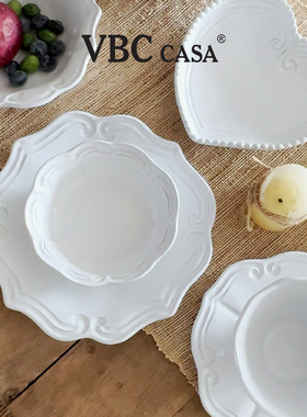 意大利VBC casa经典巴洛克黑陶土餐盘碗复古咖啡杯浮雕花边圆盘