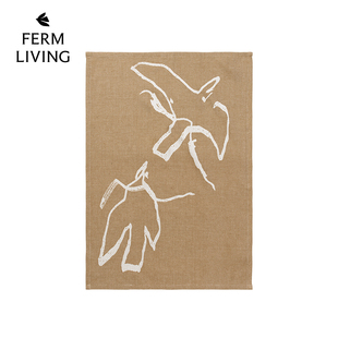 丹麦Ferm Living伍重小鸟涂鸦茶巾吸水餐巾毛巾艺术垫布茶几抹布