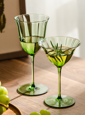YYUN/昀 复古绿红酒杯玻璃高脚杯香槟杯子礼盒鸡尾酒杯马提尼杯