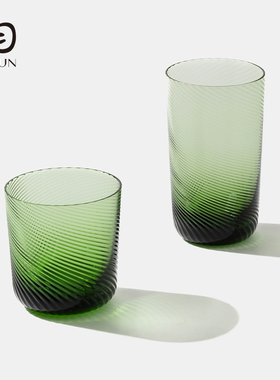 YYUN/昀 光感手工玻璃杯耐高温家用高颜值单层玻璃酒杯果汁杯透明