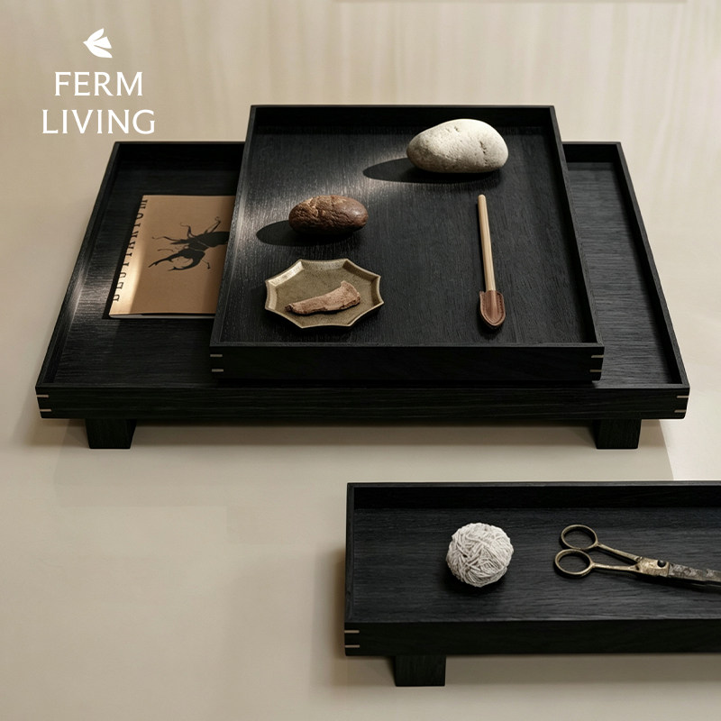 丹麦Ferm Living橡木托盘长方形浴室收纳盘洗漱台化妆品展示盘