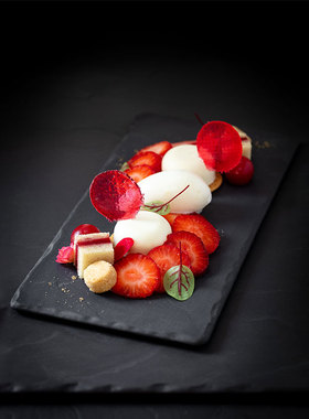 法国Revol Basalt 复古陶瓷托盘长方形小吃盘 板岩寿司盘牛排平盘