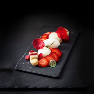 法国Revol Basalt 复古陶瓷托盘长方形小吃盘 板岩寿司盘牛排平盘