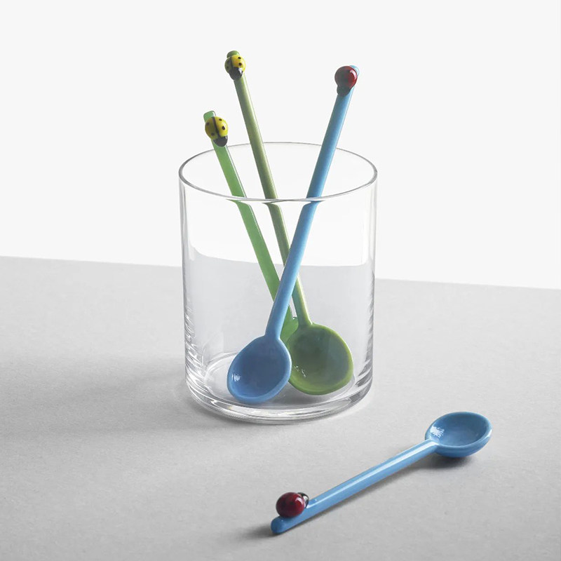 意大利Ichendorf玻璃咖啡勺子搅拌勺套装可爱动物长柄蜂蜜勺一对