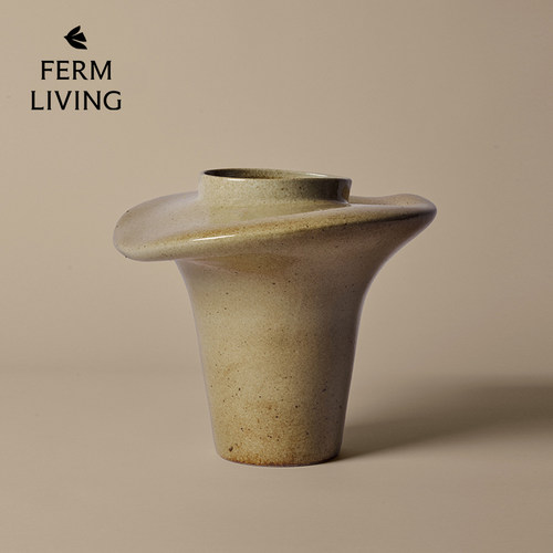 丹麦Ferm Living不规则手工花瓶陶制花瓶客厅装饰插花摆件花器