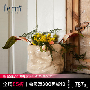 饰 丹麦Ferm Living陶瓷花瓶摆件客厅鲜花插花瓶落地大口径花盆装