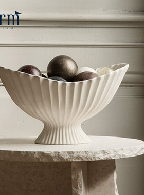 丹麦进口Ferm Living高脚果盘陶瓷水果盆客厅 创意花瓶摆件插花瓶