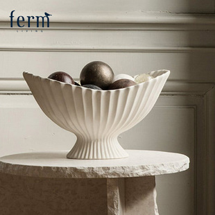 丹麦进口Ferm 创意花瓶摆件插花瓶 Living高脚果盘陶瓷水果盆客厅