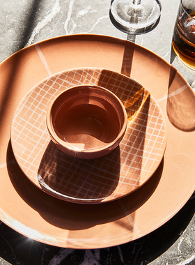 比利时Serax陶瓷西餐盘设计师款家用创意格纹甜品盘子深盘椭圆盘