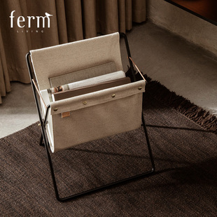 丹麦进口Ferm Living创意帆布杂志架书报收纳架落地置物架小书架