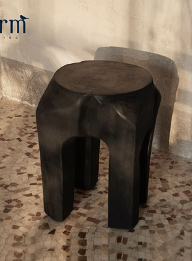 丹麦进口Ferm Living柚木根凳子家用现代简约黑色创意板凳换鞋凳