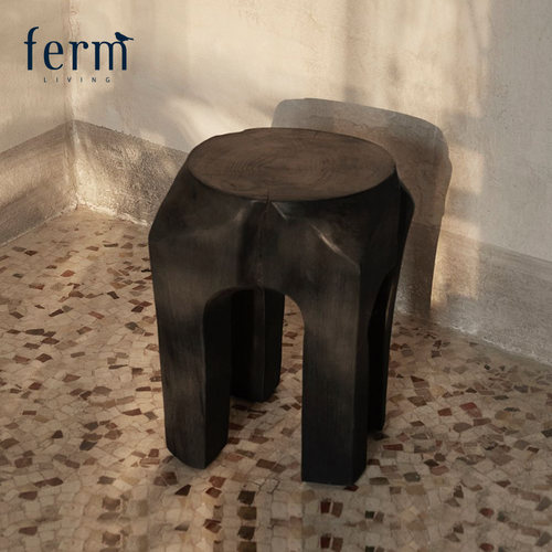丹麦进口Ferm Living柚木根凳子家用现代简约黑色创意板凳换鞋凳