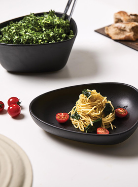 丹麦Lind Dna 创意异形餐具陶瓷盘子黑色家用餐盘托盘深汤盘 小碗